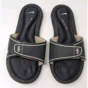 Nike Sandals Womens 8 Slide Black Hook & Loop Casual Open‎ Toe Flats 360883-011